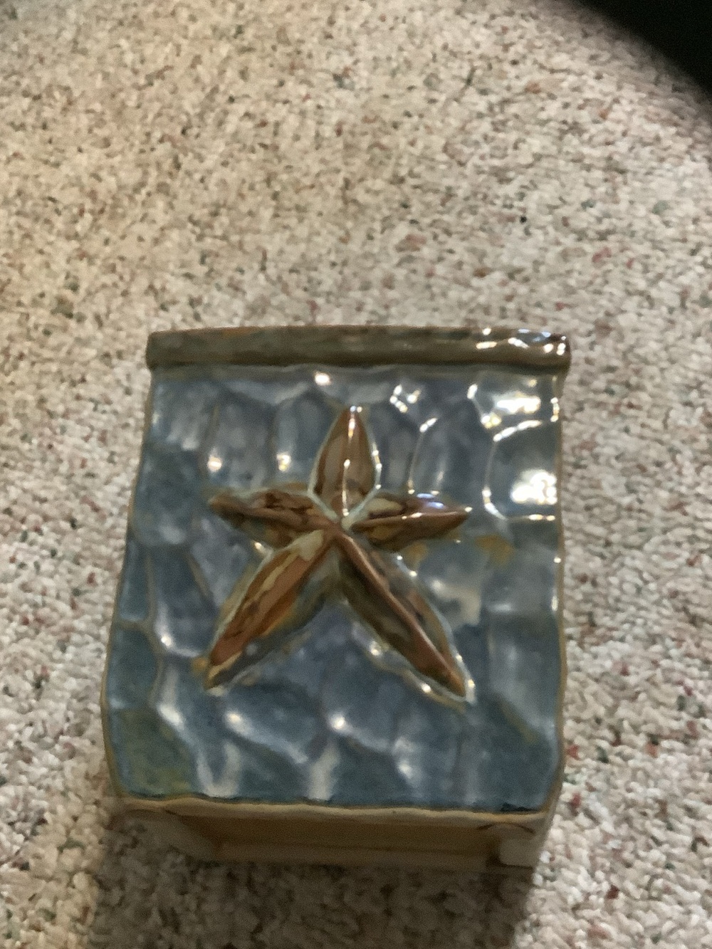 Blue‎ Ceramic Starfish Accent Vase, 6” tall, 5” wide